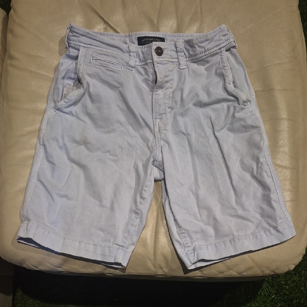American Eagle Men's Light Blue Flat Front Shorts